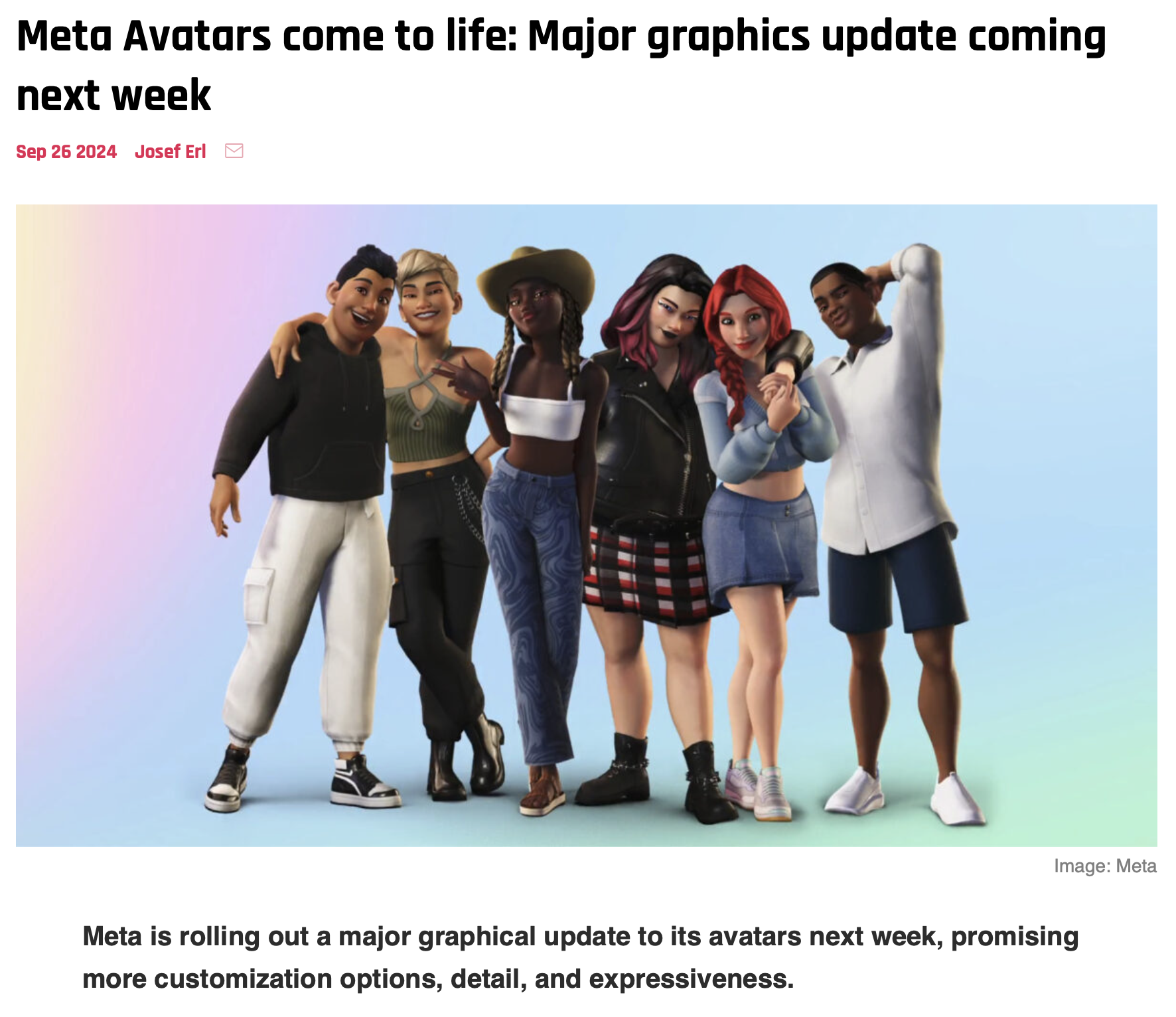 Press coverage of Meta Avatars 2.0: Meta Avatars come to life
